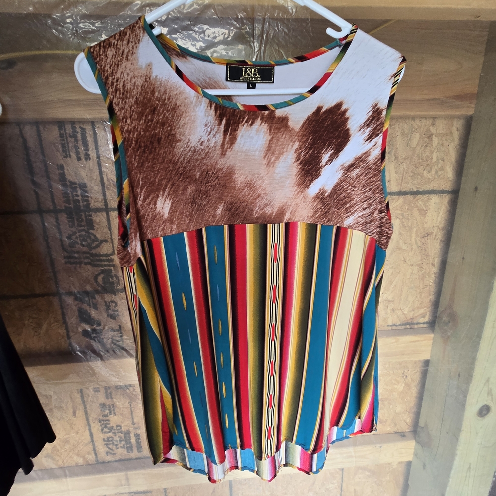 L&B Multicolor Striped and Patterned Tank Top